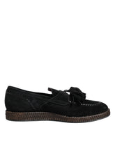 Dolce & Gabbana Black Suede Tassel Embellished Loafers Shoes